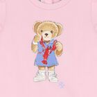 Baby Girls Pink Cotton Bear T-Shirt, 1, hi-res