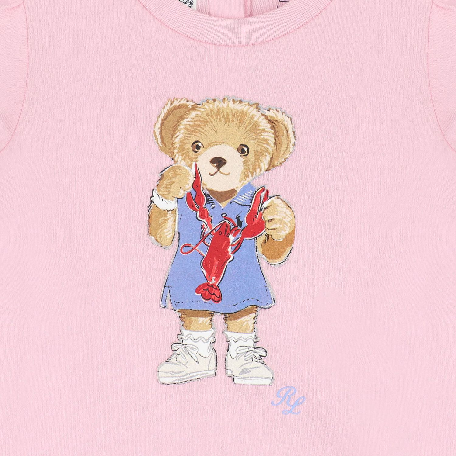 Baby Girls Pink Cotton Bear T-Shirt, 1, hi-res