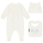 Ivory Teddy Bear Logo Babygrow Gift Set, 1, hi-res