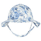 Baby Girls Blue Floral Linen Hat Dress Set, 1, hi-res