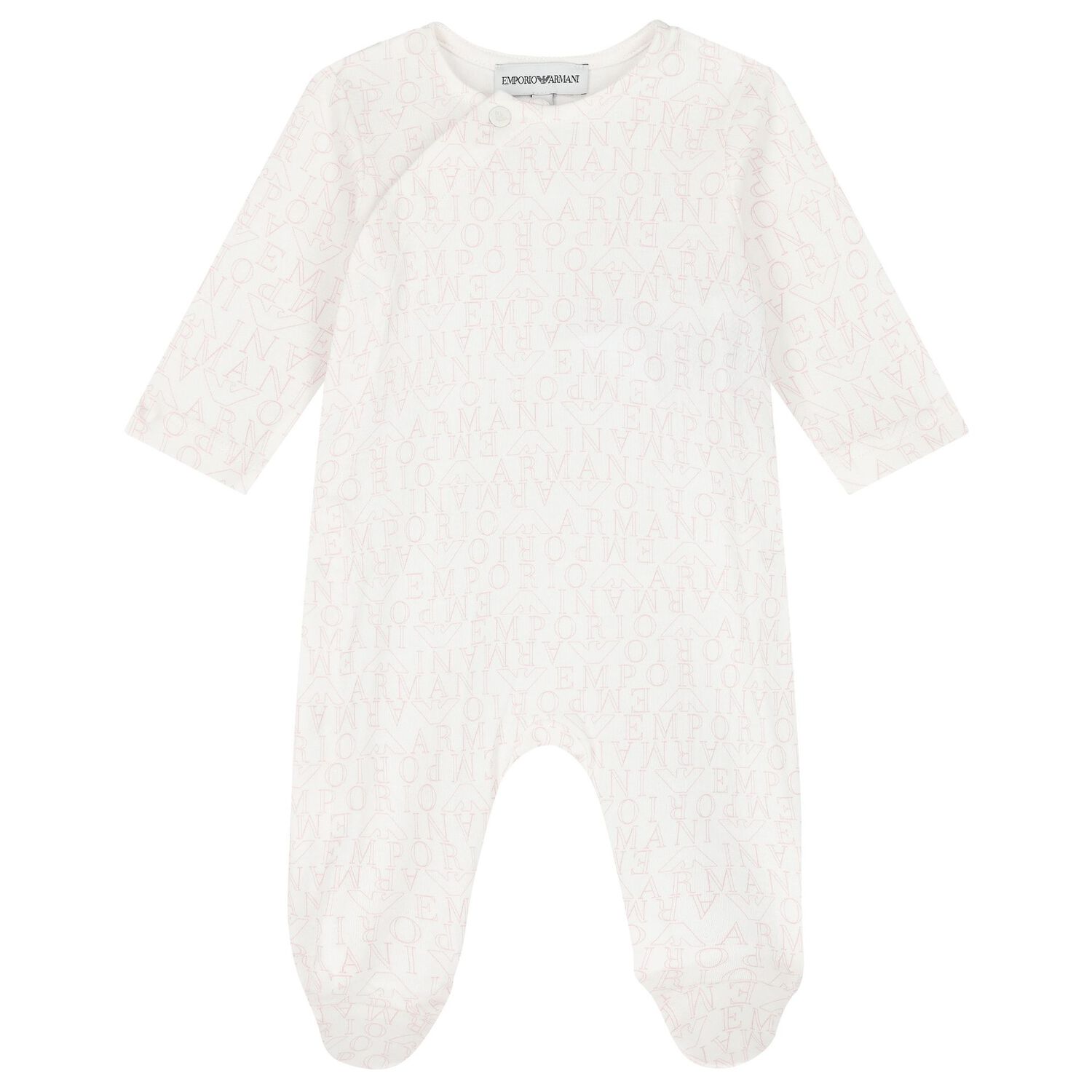 Baby Girls White & Pink Logo Babygrow Set, 1, hi-res image number null