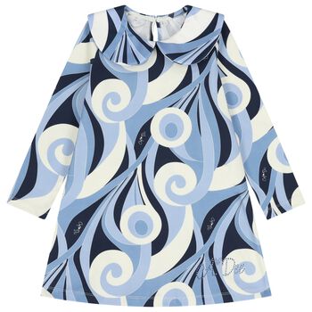 Girls Blue Logo Swirl Dress