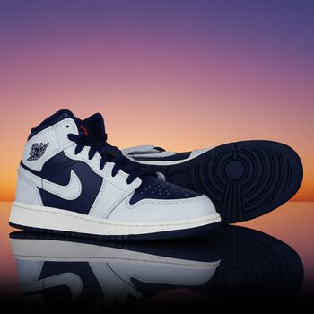 Blue & Grey Air Jordan 1 Mid Trainers
