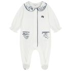 Baby Girls White & Pink Babygrow, 1, hi-res