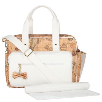 Beige & White Geo Map Baby Changing Bag