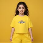 Girls Yellow Teddy Bear Logo T-Shirt, 4, hi-res