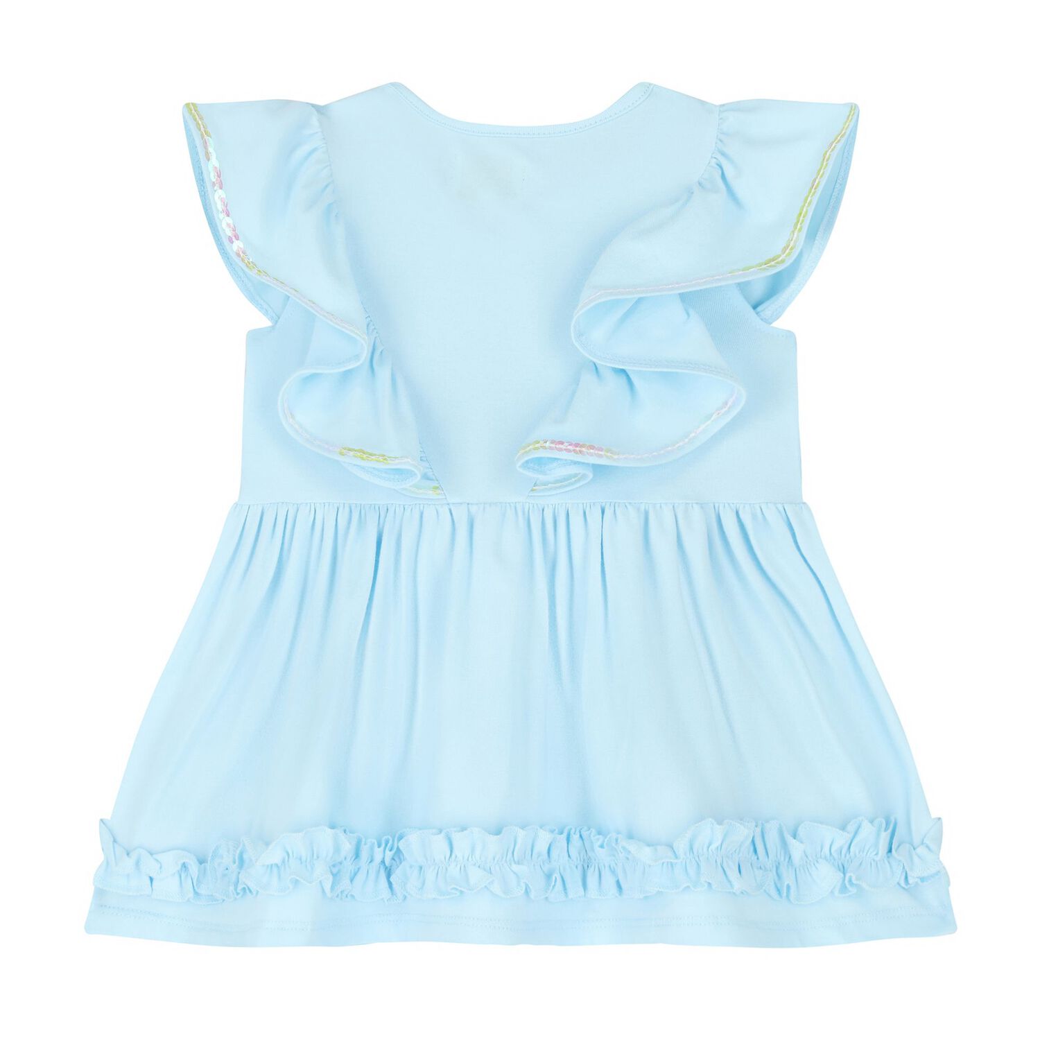 Baby Girls Blue Ruffle Dress, 1, hi-res image number null