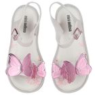 Younger Girls White & Pink Butterfly Sandals, 1, hi-res