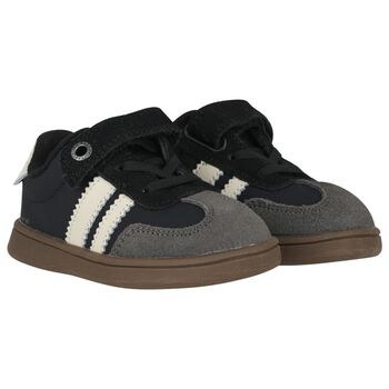 Younger Boys Black & White Trainers
