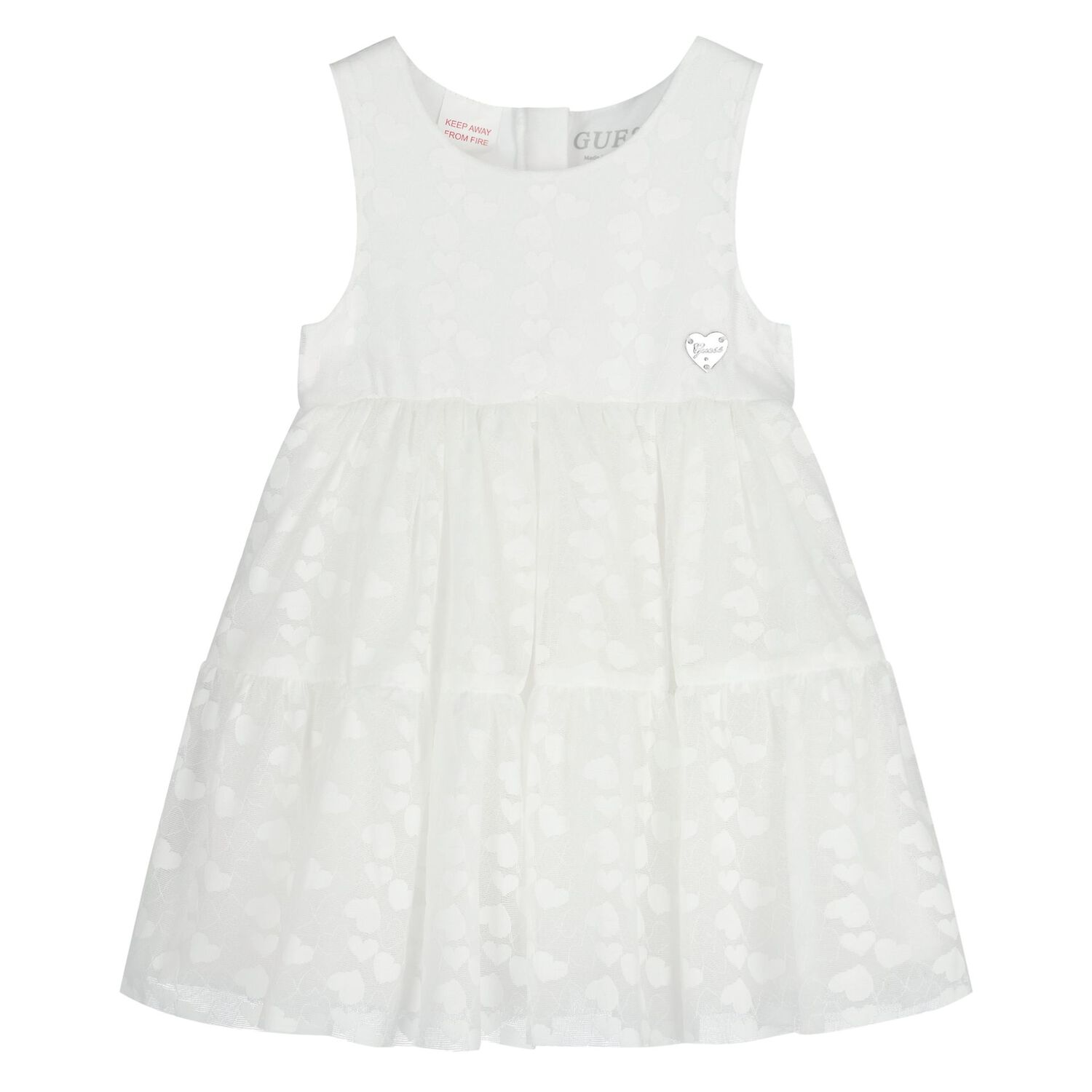 Baby Girls White Heart Dress Set, 1, hi-res