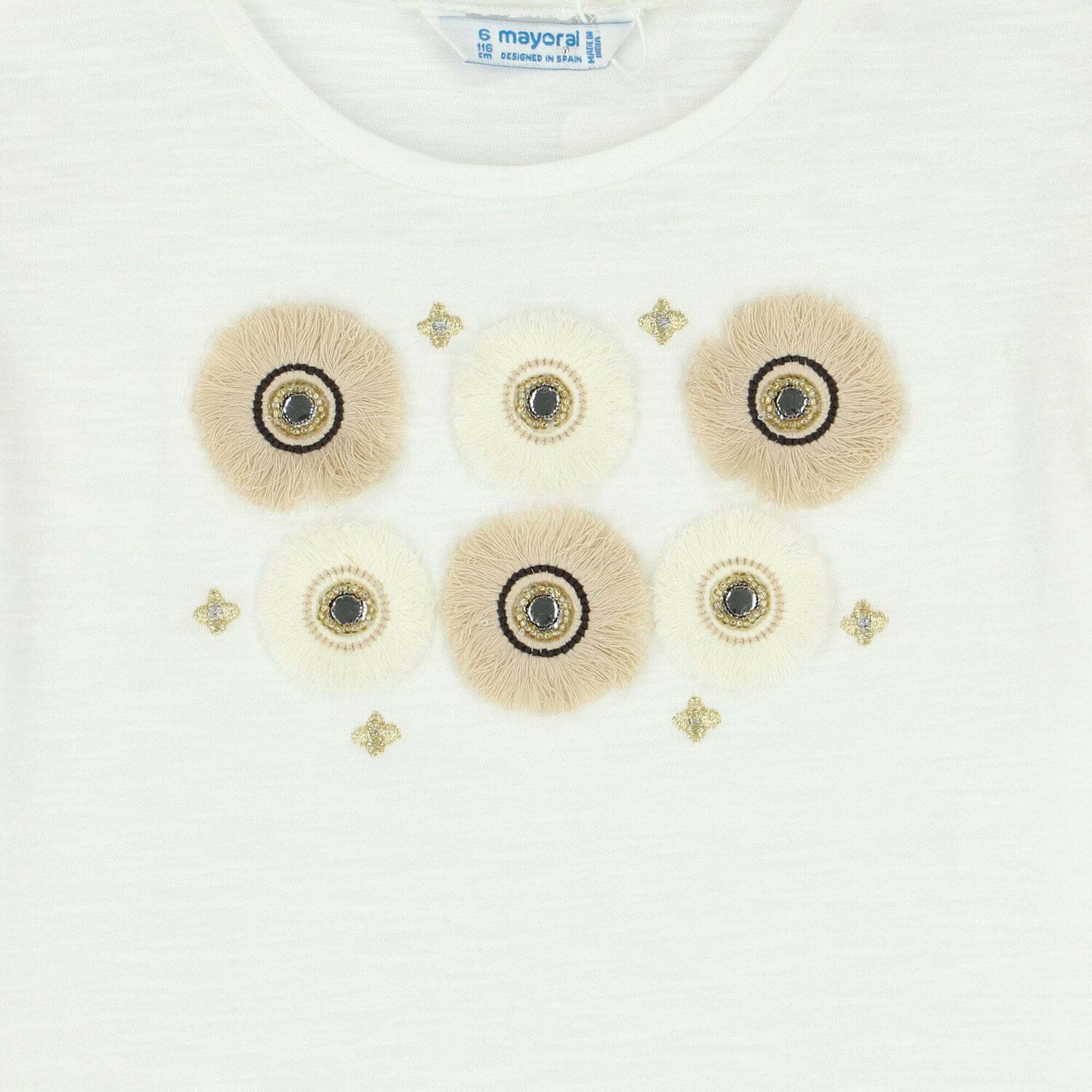 Girls Ivory Flower T-Shirt, 1, hi-res image number null