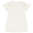 Younger Girls Ivory Bag Ruffle Dress, 1, hi-res