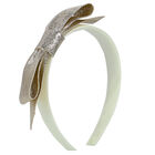 Girls Silver & Ivory Bow Headband, 1, hi-res