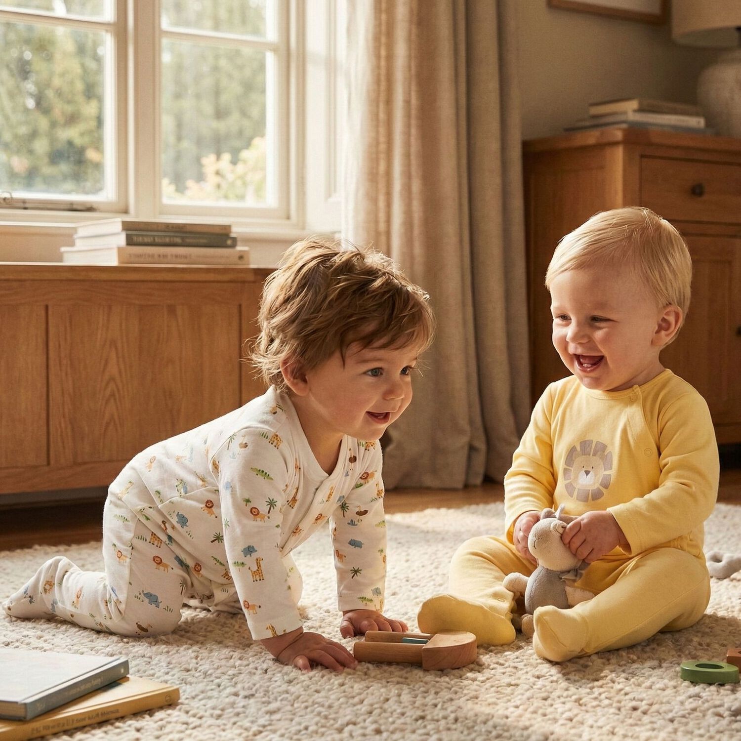 Baby Boys Ivory & Yellow Babygrows ( 2-Pack ), 3, hi-res