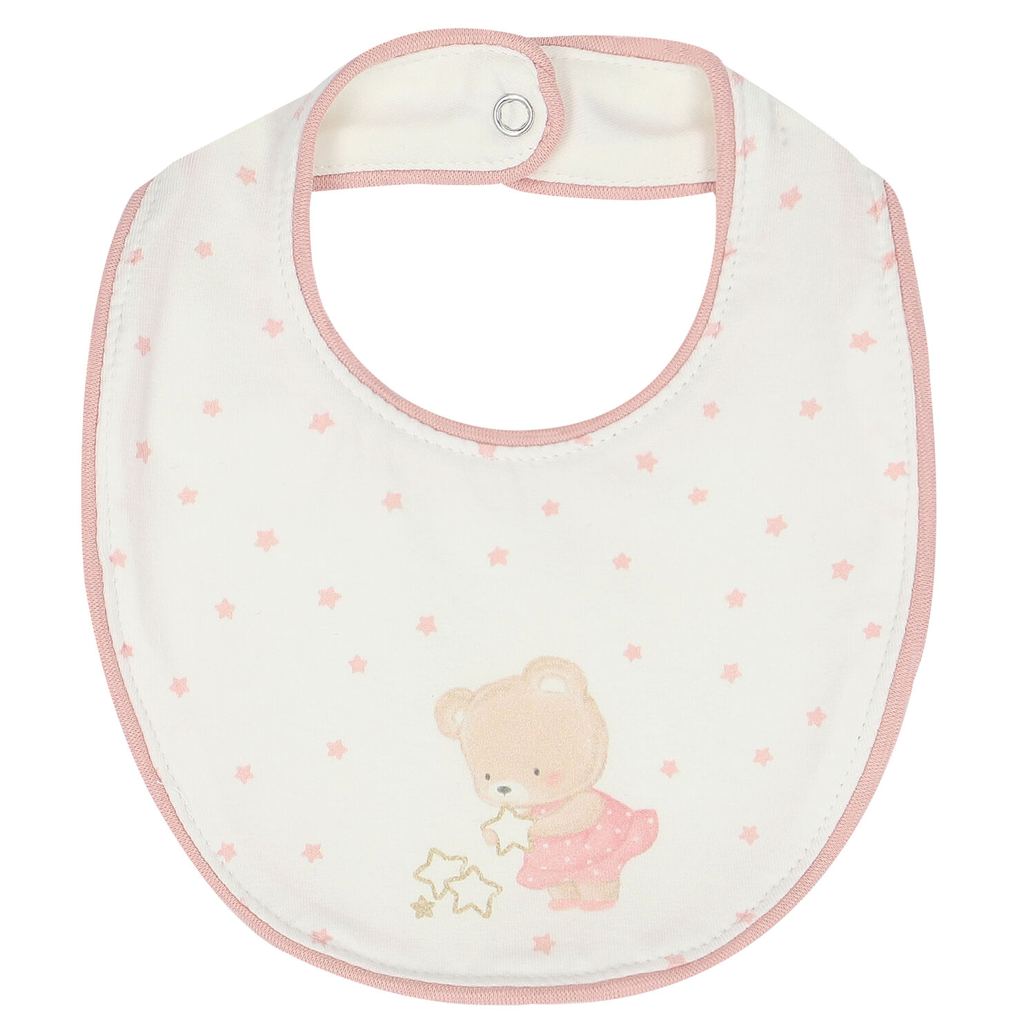 Girls Ivory & Pink Babygrow, Hat & Bib Set, 1, hi-res