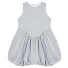 Girls Grey Embellished Rhinestones Dress, 2, hi-res