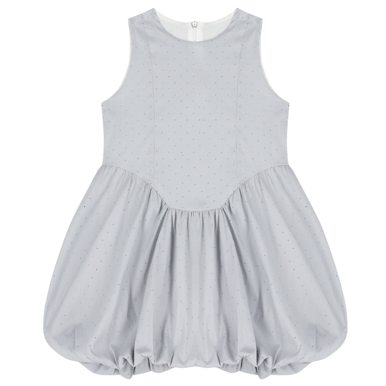 Girls Grey Embellished Rhinestones Dress, 2, hi-res
