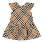 Baby Girls Beige Check Dress, 1, hi-res