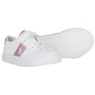 Girls White & Pink Logo Trainers, 1, hi-res