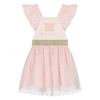 Younger Girls Pink Logo Tulle Dress