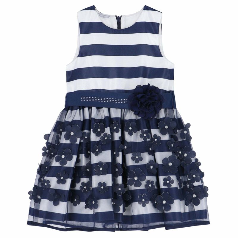 Girls Navy Blue & White Dress, 1, hi-res image number null