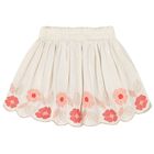 Girls White & Pink Embroidered Skirt, 2, hi-res