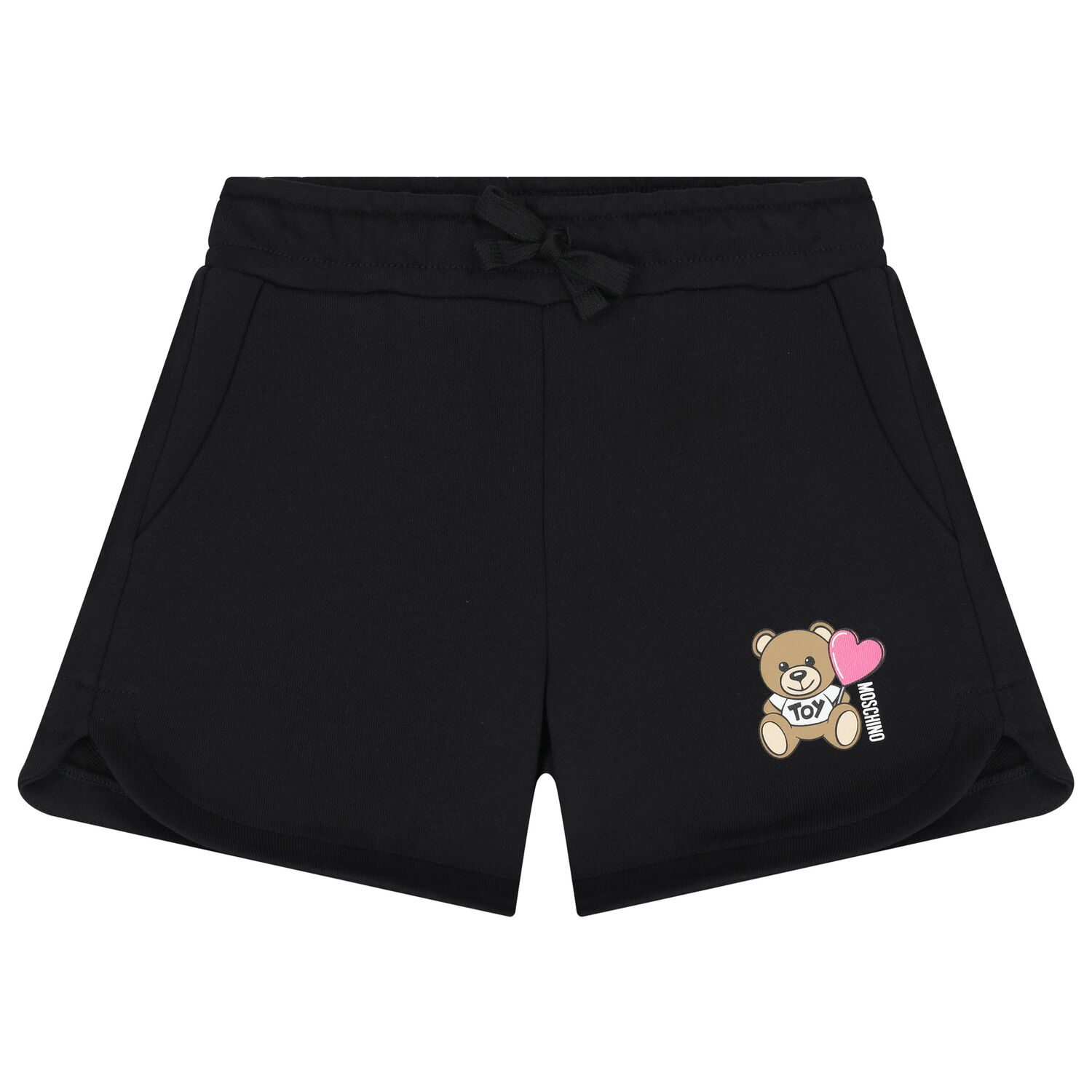 Girls Black Teddy Bear Logo Shorts, 3, hi-res