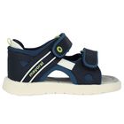Younger Boys Navy Blue Sandals, 1, hi-res