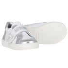 White & Silver Teddy Bear Logo Trainers, 1, hi-res