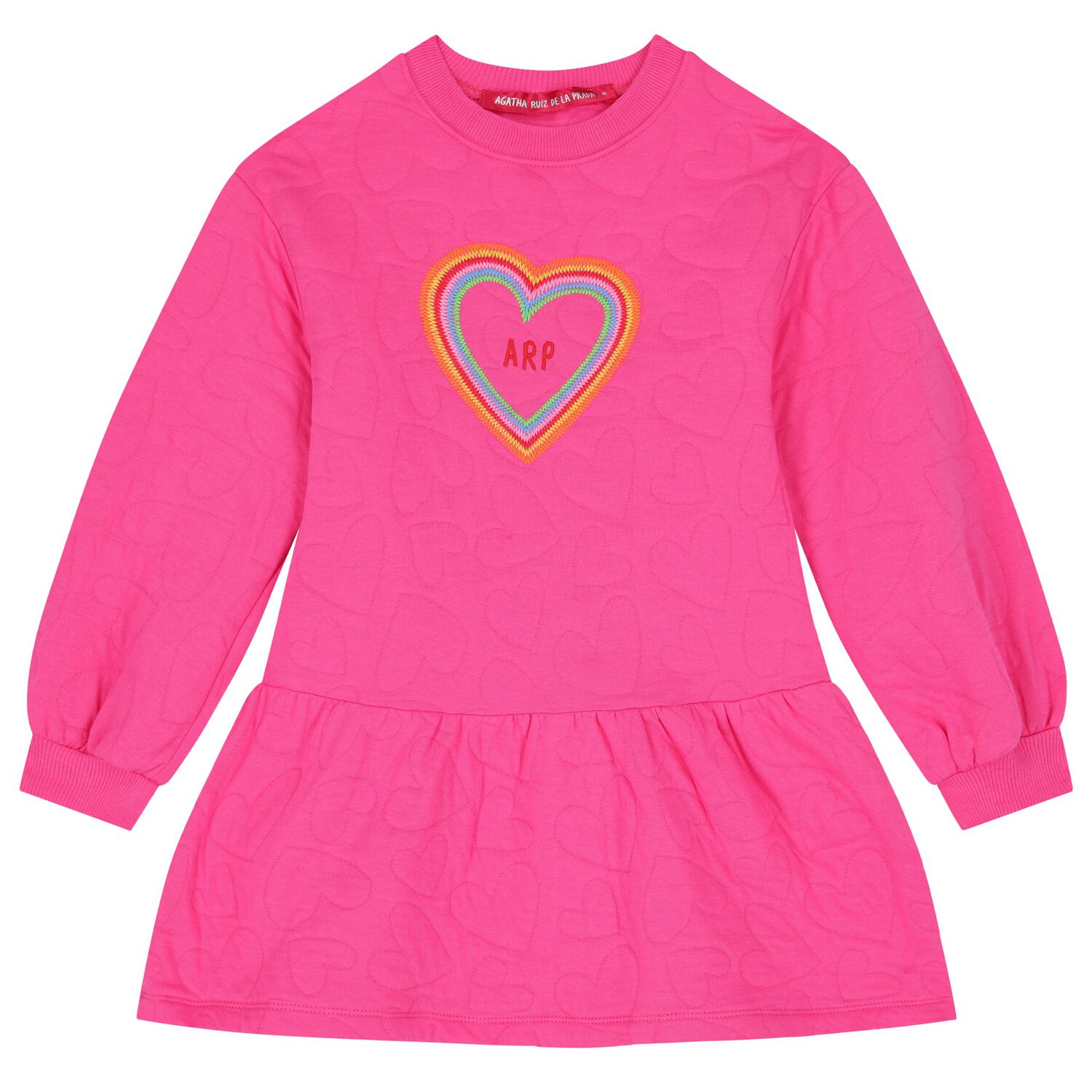 Girls Pink Heart Dress, 1, hi-res