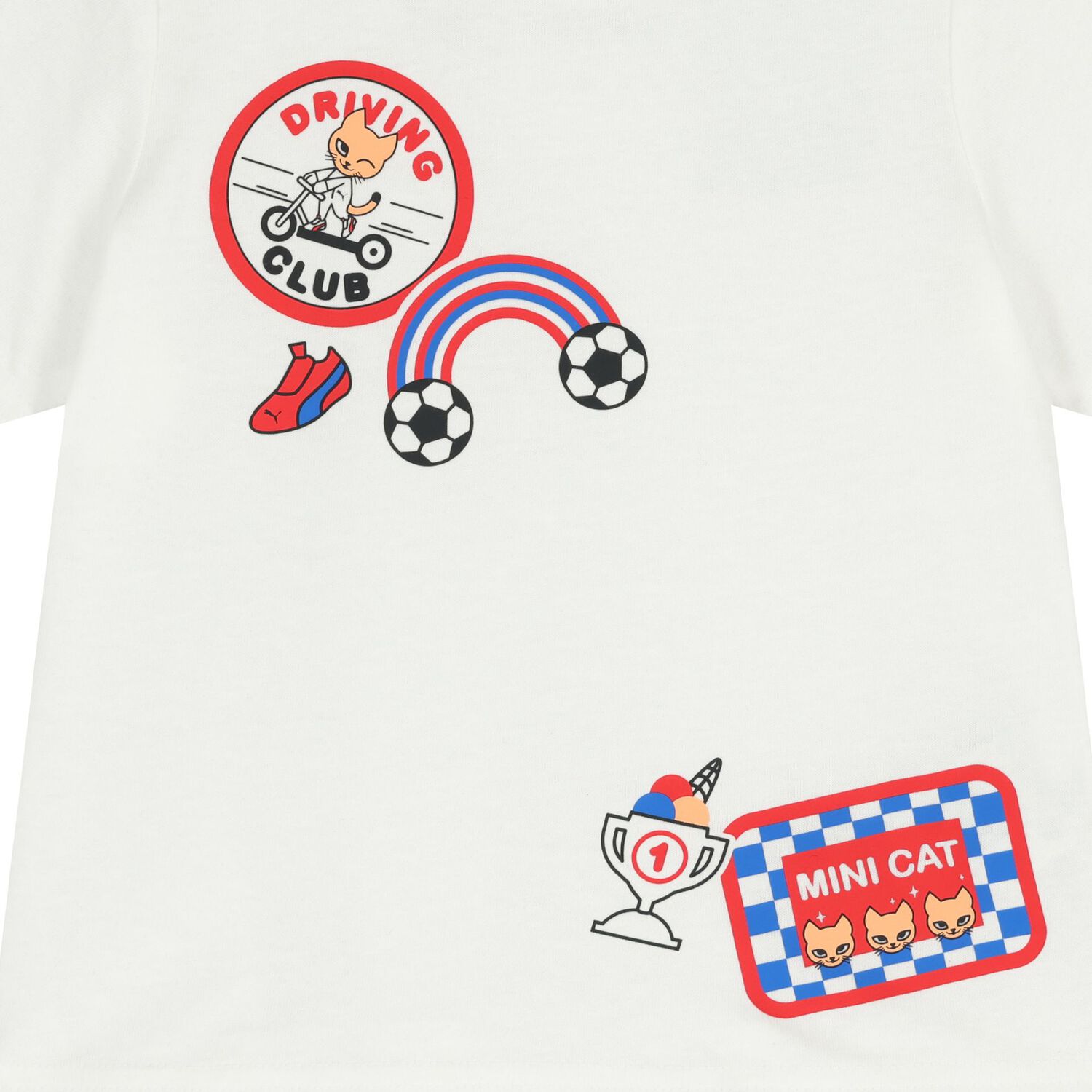 Younger Boys White & Black Logo Short Set, 1, hi-res