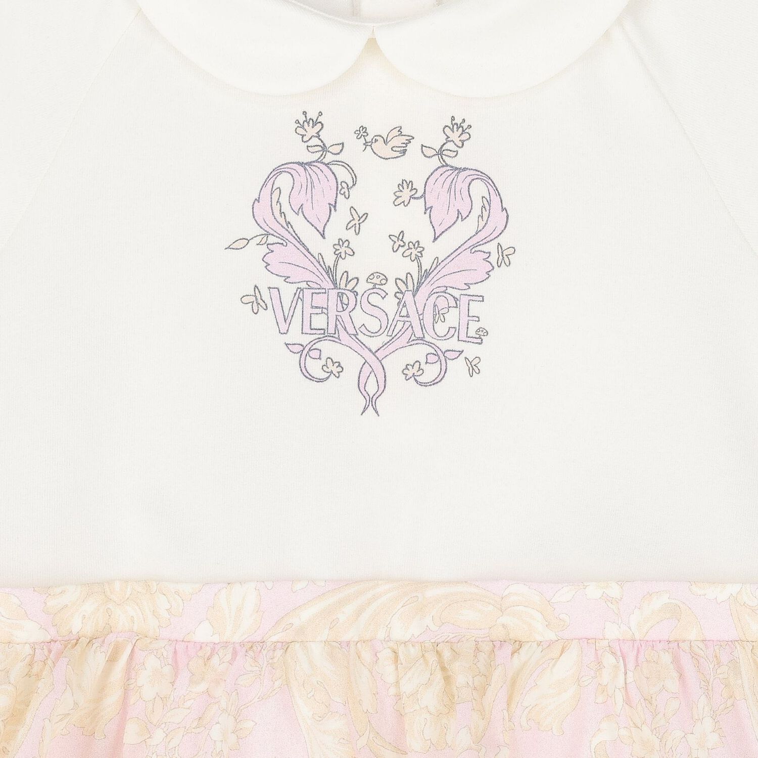 Baby Girls Ivory & Pink Barocco Dress, 1, hi-res