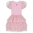 Girls Pink Embellished Crystal Tulle Dress, 1, hi-res