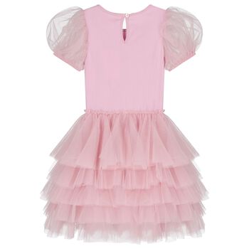 Girls Pink Embellished Crystal Tulle Dress
