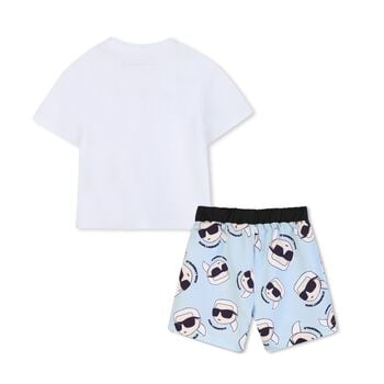 Boys White & Blue Ikonik Swim Shorts Set
