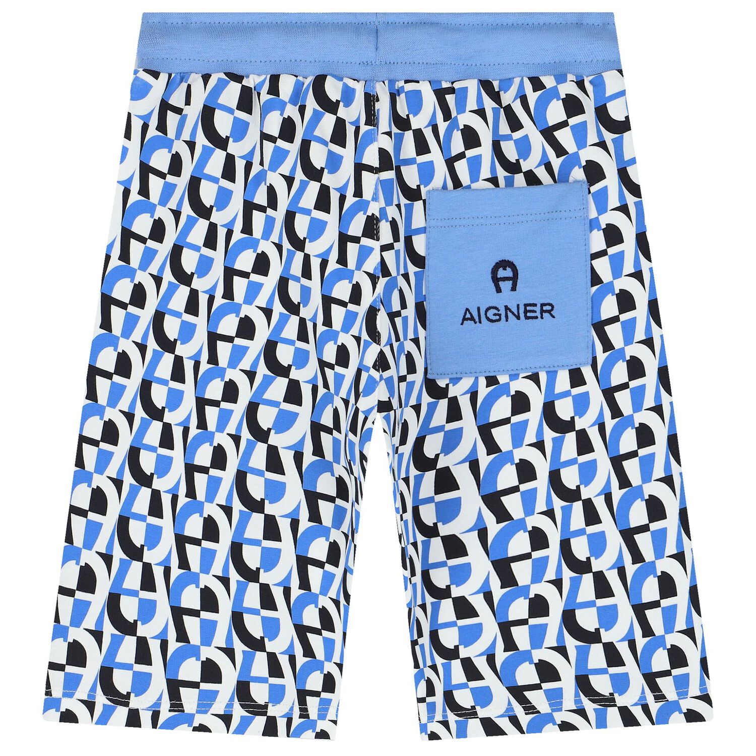 Younger Boys White & Blue  Logo Bermuda Shorts, 2, hi-res