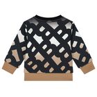 Younger Boys Black & Beige Monogram Sweatshirt, 1, hi-res