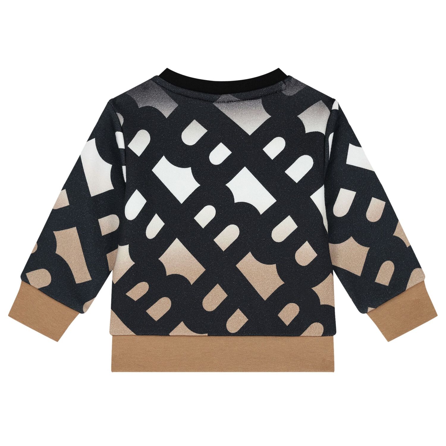 Younger Boys Black & Beige Monogram Sweatshirt, 1, hi-res