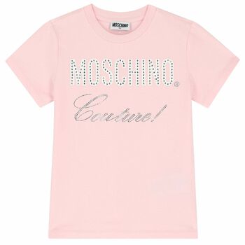 Pink Logo Embellished T-Shirt