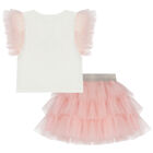 Girls Ivory Top & Pink Tulle Skirt Set, 10, hi-res