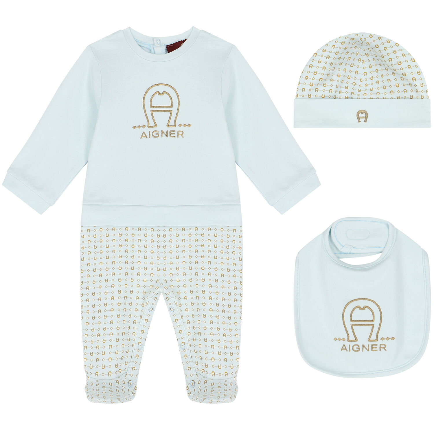 Blue & Gold Logo Babygrow Set, 2, hi-res
