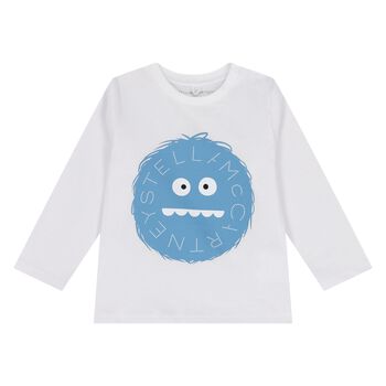 Younger Boys White Logo Long Sleeve Top