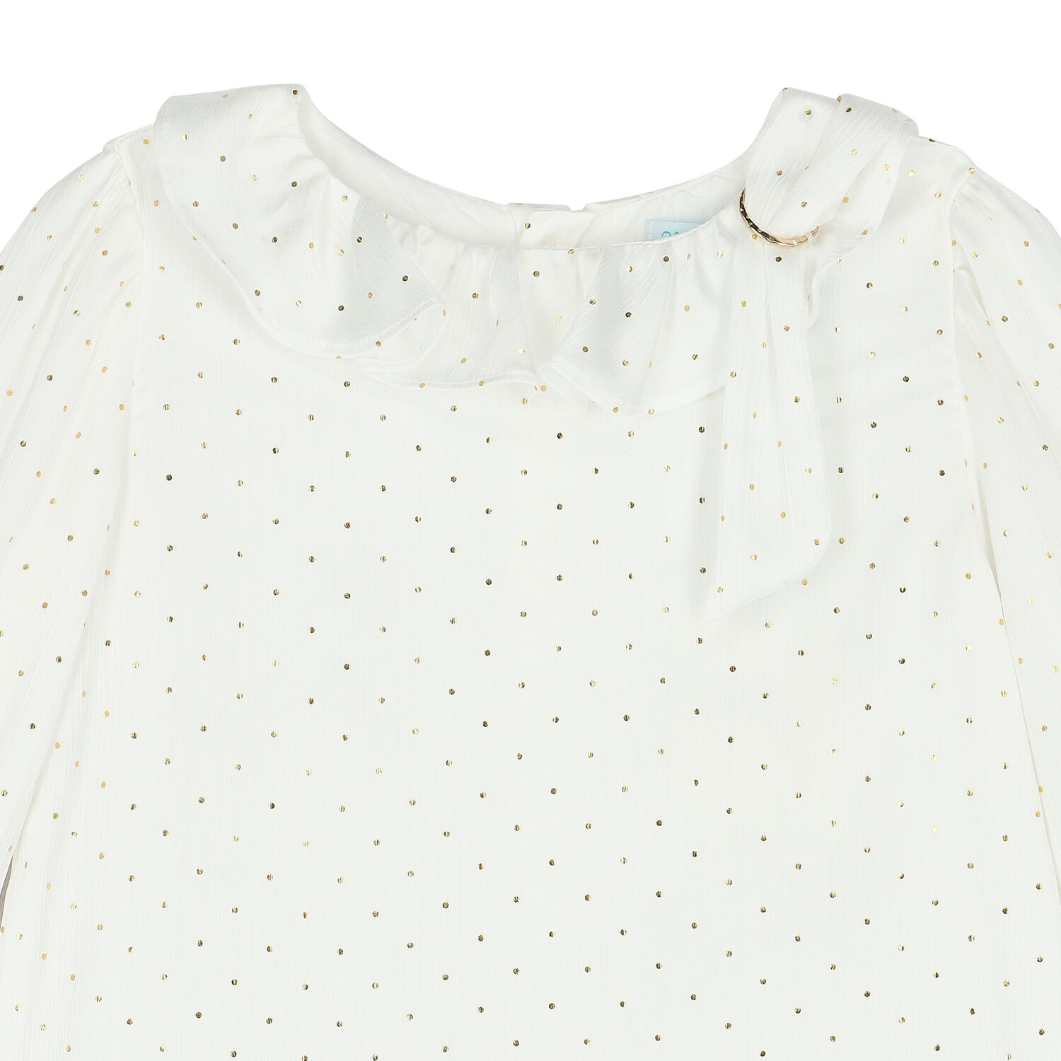 Girls Ivory & Gold Ruffle Collar Blouse, 1, hi-res