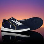 Boys Navy Blue Logo Trainers, 1, hi-res