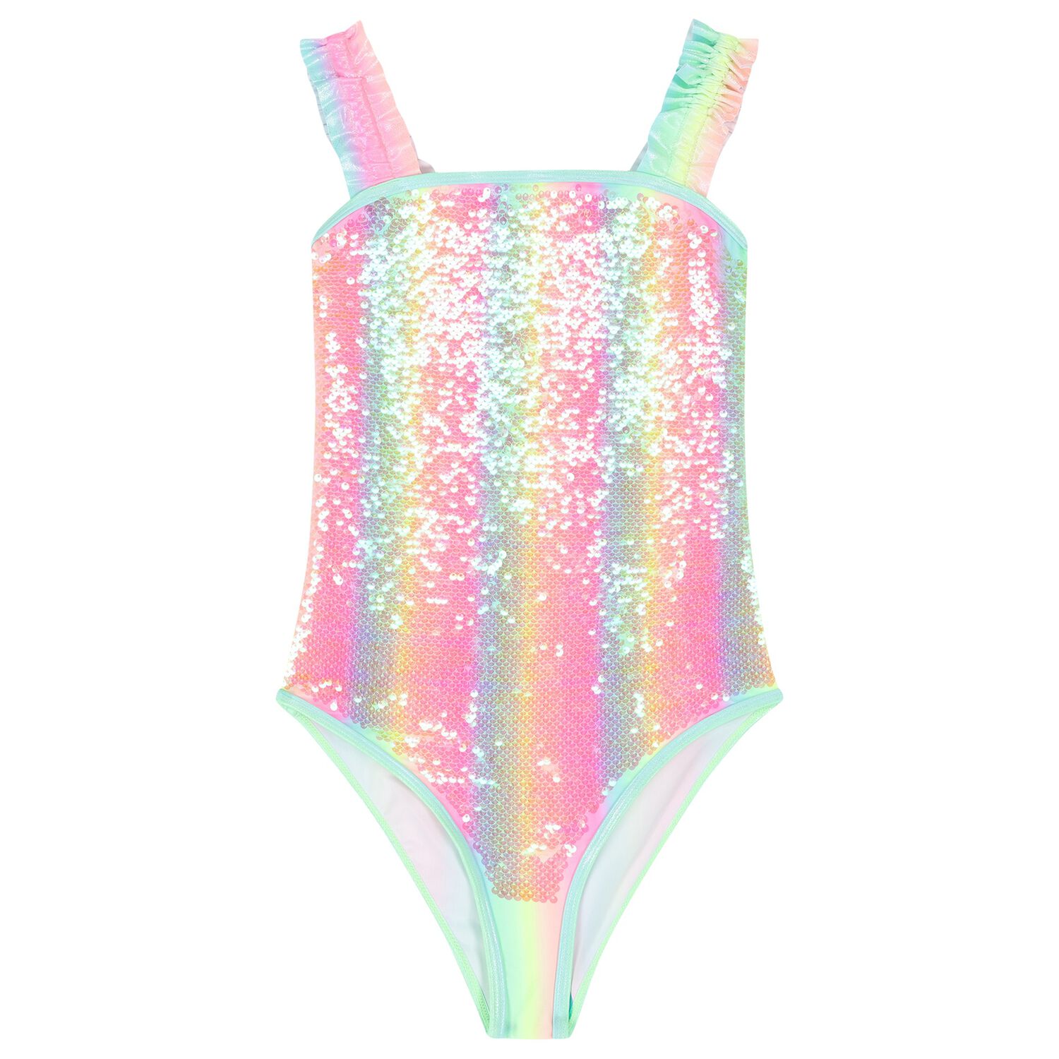 Girls Rainbow Embellished Swimsuit, 1, hi-res