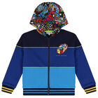 Boys Blue Logo Hooded Zip Up Top, 1, hi-res