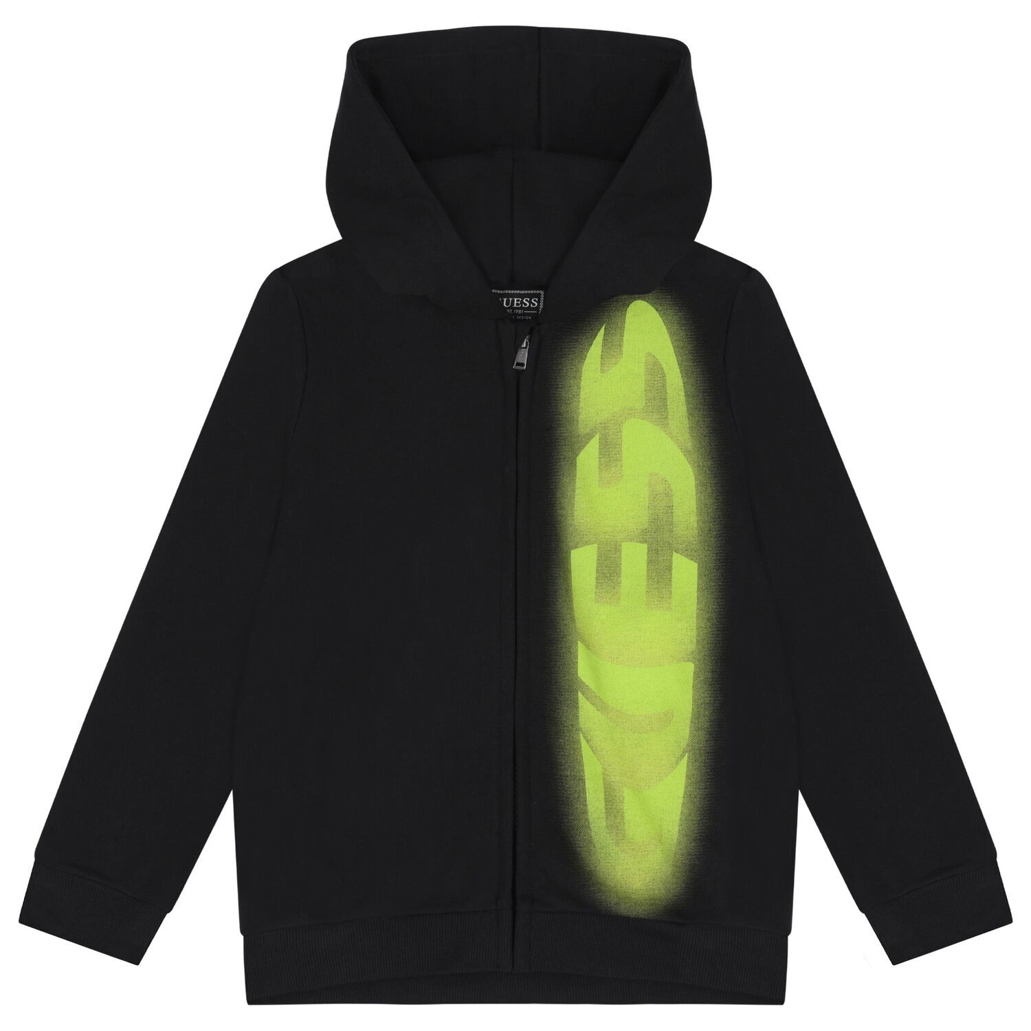 Boys Black Logo Hooded Zip Up Top, 1, hi-res image number null