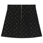 Girls Black & Gold Logo Skirt, 1, hi-res