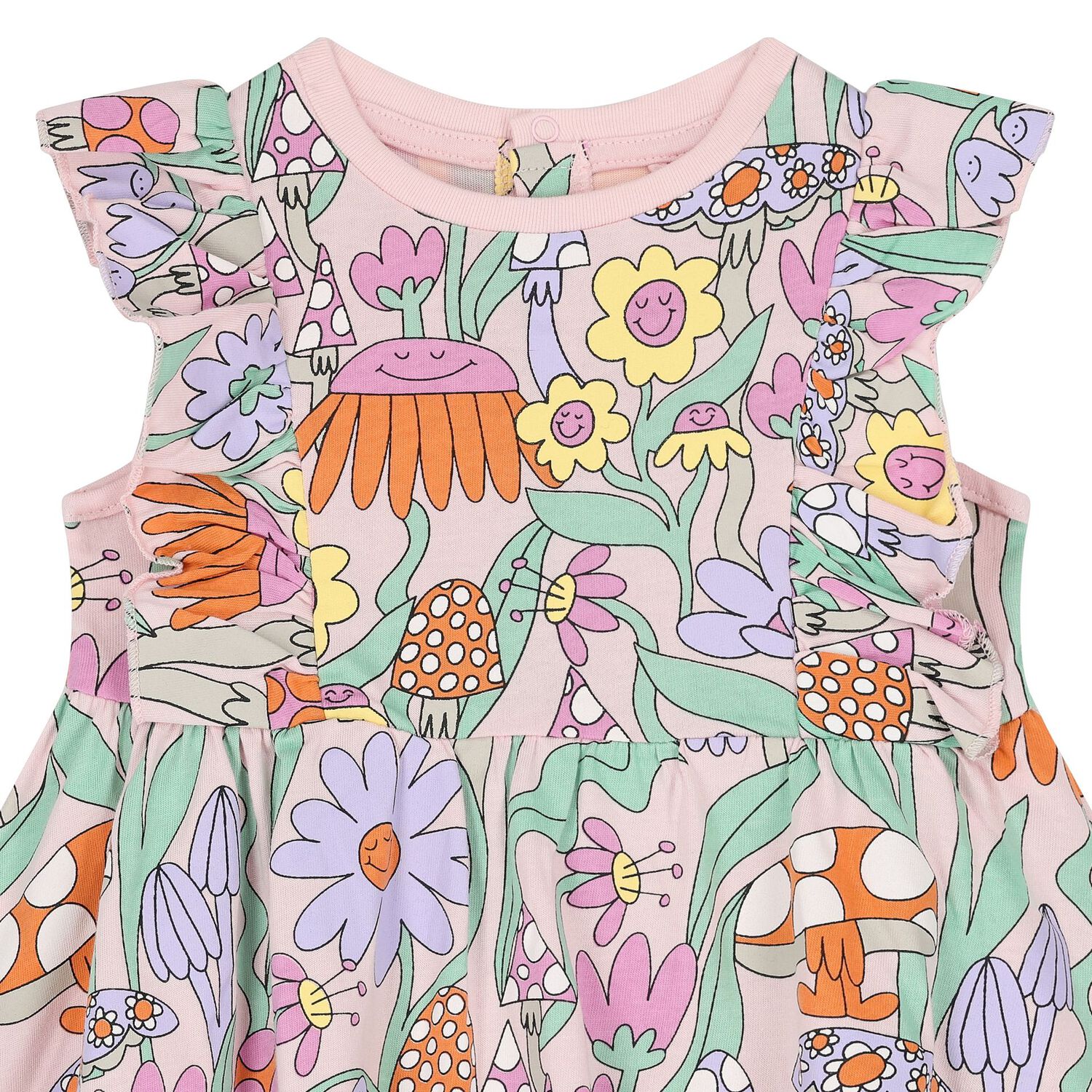 Younger Girls Pink Flower Dress, 1, hi-res