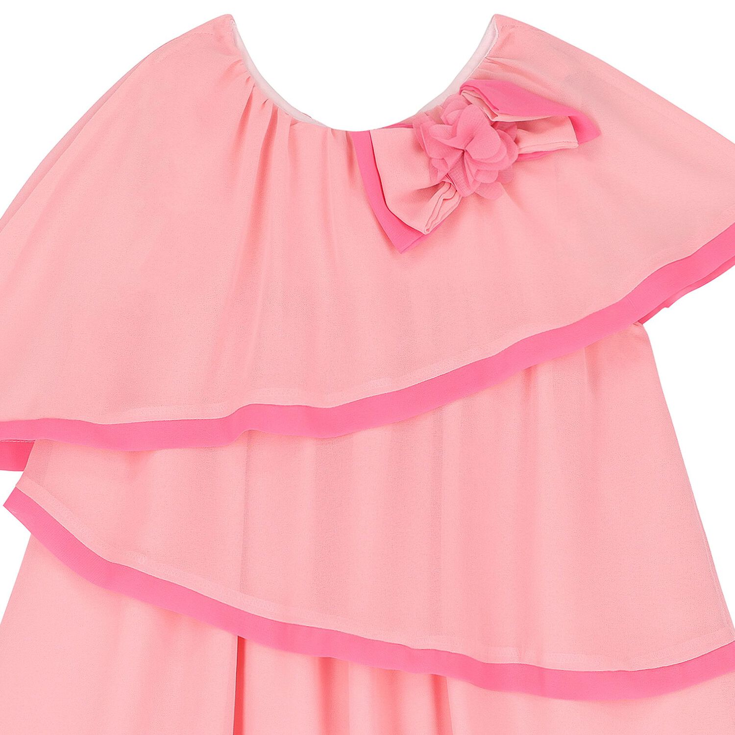 Girls Pink Tiered Chiffon Dress, 1, hi-res image number null